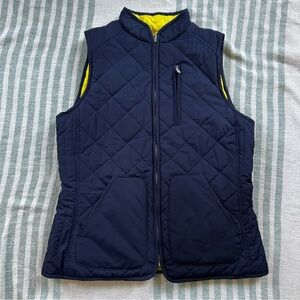Lauren Ralph Lauren Women Sz Medium Quilted Blue Yellow Reversible Vest Jacket